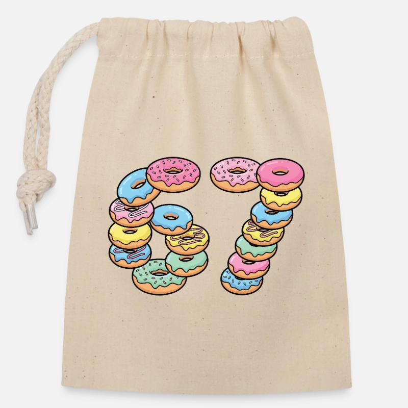 Pastel Donut Stack 67 Muster - Verschließbarer Geschenkbeutel aus Baumwolle (14x20cm) - Natur