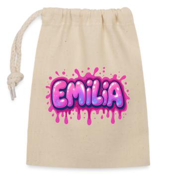 Graffiti Emilia Name Geschenk Ideal Druckbare Su - Verschließbarer Geschenkbeutel aus Baumwolle (14x20cm) - Natur - Vorne