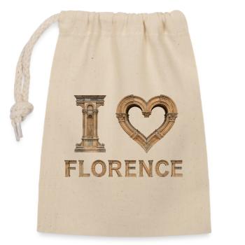 FLORENCE – Renaissance Stone Lettering - Closable cotton gift bag (14x20cm) - nature - Front