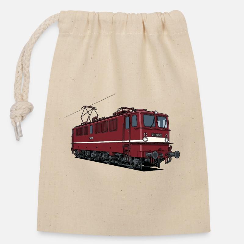 Locomotive du Chemin de fer rouge BR 211 - Sac cadeau en coton avec cordon (14 x 20 cm) - nature