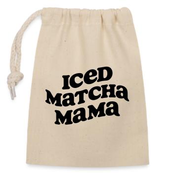 SVG File Iced Matcha Mama - Closable cotton gift bag (14x20cm) - nature - Front