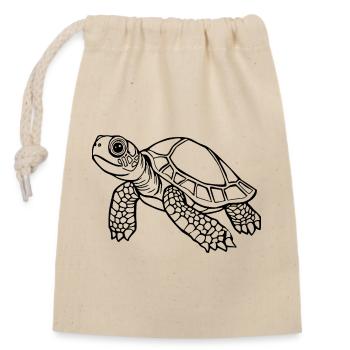 Turtle Turtles - Closable cotton gift bag (14x20cm) - nature - Front