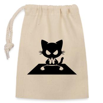  Schwarze Katze im Zen-Sitz mit wütendem Blick - Closable cotton gift bag (14x20cm) - nature - Front