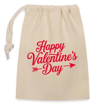 Scénario de la Saint-Valentin Flèche en Cœur - Sac cadeau en coton avec cordon (14 x 20 cm) - nature - Devant