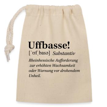 Mundart_Uffbasse - Sac cadeau en coton avec cordon (14 x 20 cm) - nature - Devant