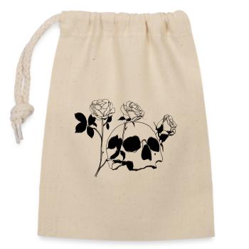 Skull and crossbones with roses - Closable cotton gift bag (14x20cm) - nature - Front