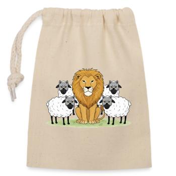 Lion au centre et compagnons laineux - Sac cadeau en coton avec cordon (14 x 20 cm) - nature - Devant