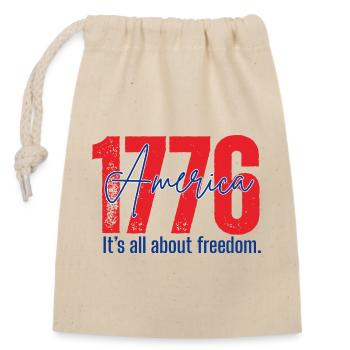 1776 Amerika Freiheit Design - Verschließbarer Geschenkbeutel aus Baumwolle (14x20cm) - Natur - Vorne