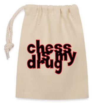 Addict aux Échecs Chess is my Drug - Sac cadeau en coton avec cordon (14 x 20 cm) - nature - Devant