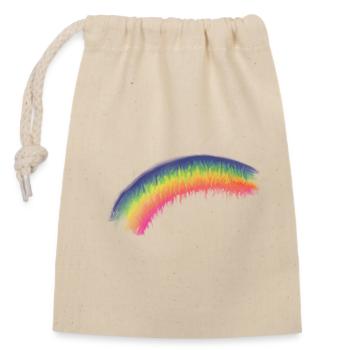 Regenbogen Pinselbogen - Verschließbarer Geschenkbeutel aus Baumwolle (14x20cm) - Natur - Vorne