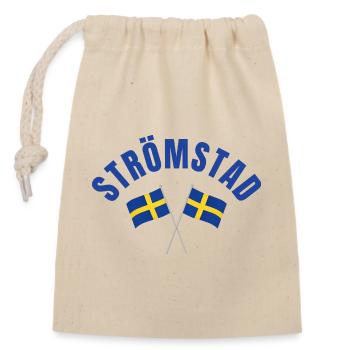 Schwedische Strömstad-Flaggen in Kreuzen - Verschließbarer Geschenkbeutel aus Baumwolle (14x20cm) - Natur - Vorne