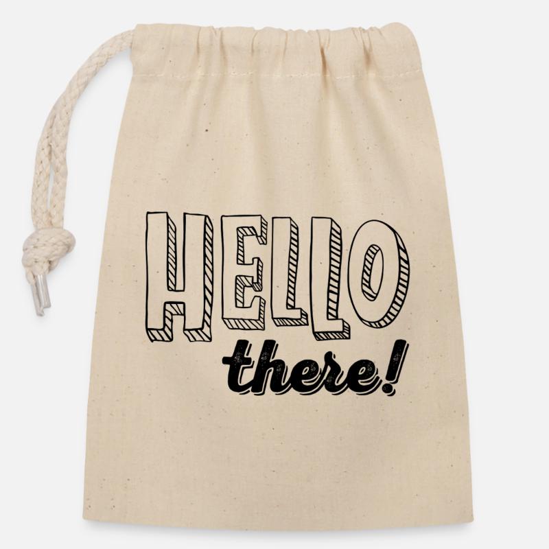 BONJOUR ! - Sac cadeau en coton avec cordon (14 x 20 cm) - nature