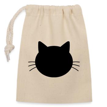 Tête de chat - Sac cadeau en coton avec cordon (14 x 20 cm) - nature - Devant