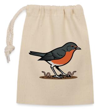 Wild Nature Garden Robin Illustration - Closable cotton gift bag (14x20cm) - nature - Front