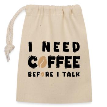 I Need Coffee Before I Talk Funny Coffee Lover Gif - Closable cotton gift bag (14x20cm) - nature - Front
