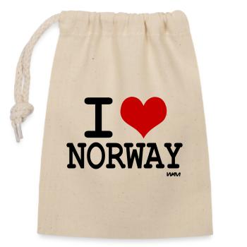 I love Norway - couleurs personnalisables - Sac cadeau en coton avec cordon (14 x 20 cm) - nature - Devant