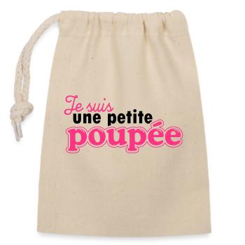 je suis une petite poupée - Sac cadeau en coton avec cordon (14 x 20 cm) - nature - Devant