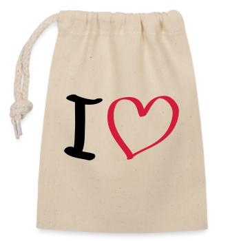 i love - Closable cotton gift bag (14x20cm) - nature - Front