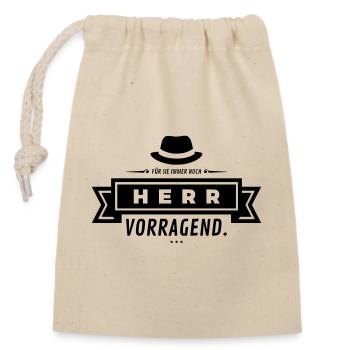 Herr Vorragend - Verschließbarer Geschenkbeutel aus Baumwolle (14x20cm) - Natur - Vorne