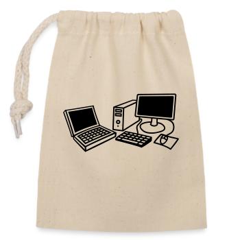 computers_1c - Closable cotton gift bag (14x20cm) - nature - Front