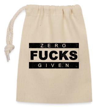 Zero fucks given - Verschließbarer Geschenkbeutel aus Baumwolle (14x20cm) - Natur - Vorne