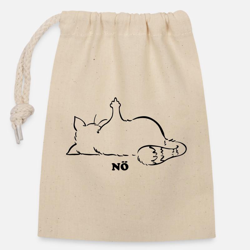 Katze Nö, Nein, No...Mittelfinger - Verschließbarer Geschenkbeutel aus Baumwolle (14x20cm) - Natur