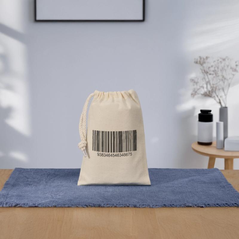 Code barres / code-barres en noir avec des chiffres Sac cadeau en coton avec cordon (14 x 20 cm)