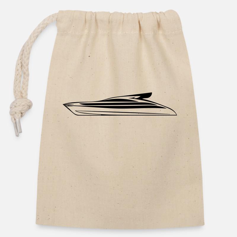 yacht - Closable cotton gift bag (14x20cm) - nature