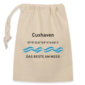 Cuxhaven - das beste am Meer - Verschließbarer Geschenkbeutel aus Baumwolle (14x20cm) - Natur - Vorne