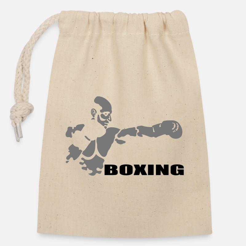 boxing - Sac cadeau en coton avec cordon (14 x 20 cm) - nature