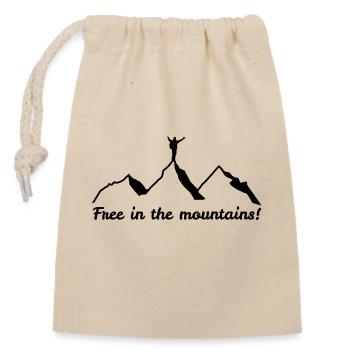 Free in the mountains - Closable cotton gift bag (14x20cm) - nature - Front
