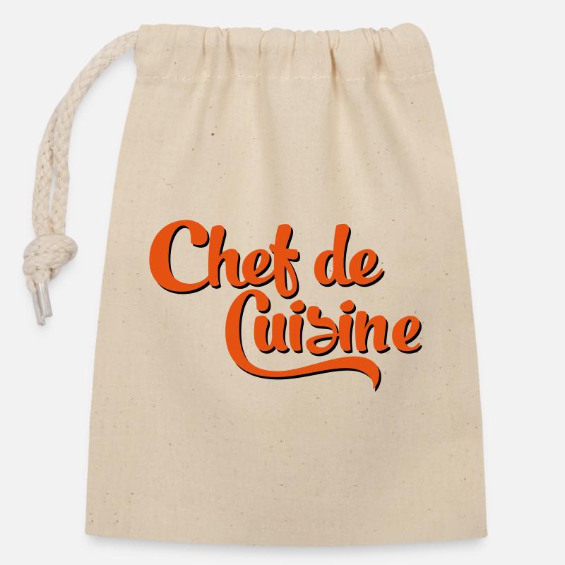 chef - Closable cotton gift bag (14x20cm) - nature