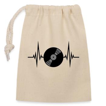 vinyl platte puls herzschlag frequenz play party f - Verschließbarer Geschenkbeutel aus Baumwolle (14x20cm) - Natur - Vorne