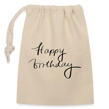 Joyeux anniversaire - Sac cadeau en coton avec cordon (14 x 20 cm) - nature - Devant