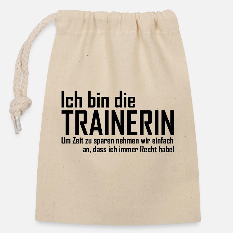 Trainerin - Verschließbarer Geschenkbeutel aus Baumwolle (14x20cm) - Natur