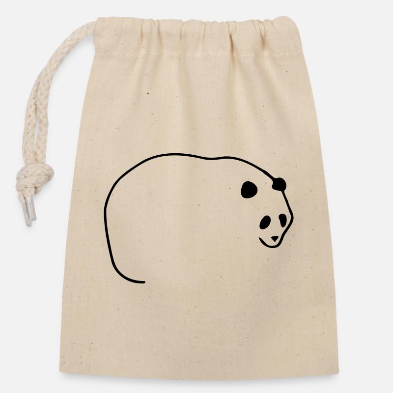Lines Panda - Closable cotton gift bag (14x20cm) - nature