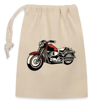 Motorrad - Verschließbarer Geschenkbeutel aus Baumwolle (14x20cm) - Natur - Vorne