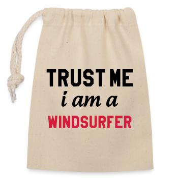 Windsurfen / Windsurfer / Windsurf / Windsurfing - Verschließbarer Geschenkbeutel aus Baumwolle (14x20cm) - Natur - Vorne