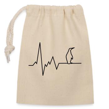 heartbeat pinguin - Closable cotton gift bag (14x20cm) - nature - Front