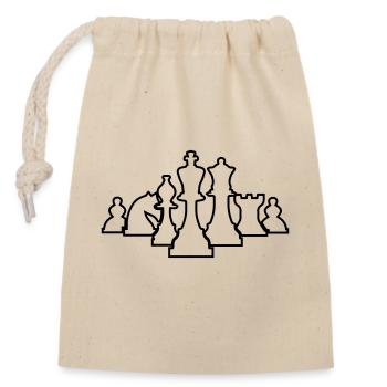 échecs - Sac cadeau en coton avec cordon (14 x 20 cm) - nature - Devant
