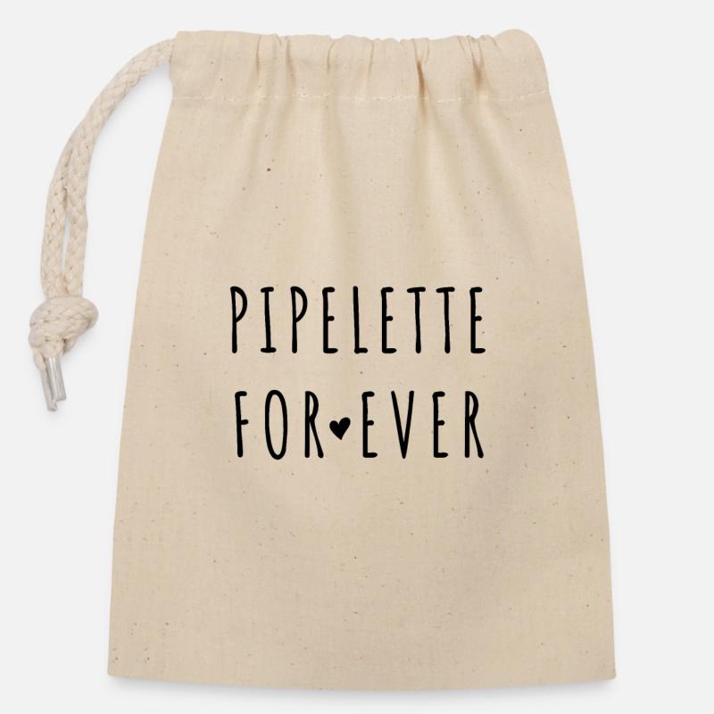 pipelette for ever - Sac cadeau en coton avec cordon (14 x 20 cm) - nature