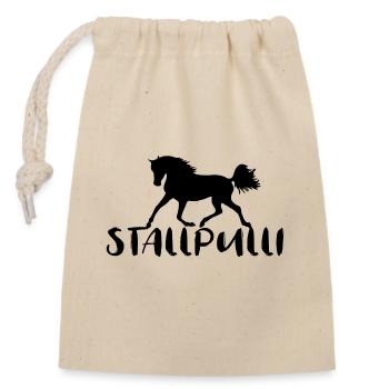 Stallpulli Pferd Reiten Reitstall Reiterhof Stall - Verschließbarer Geschenkbeutel aus Baumwolle (14x20cm) - Natur - Vorne