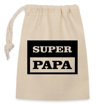 SUPER DAD - Closable cotton gift bag (14x20cm) - nature - Front