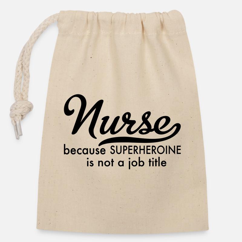 Nurse - Closable cotton gift bag (14x20cm) - nature