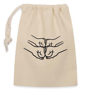 Punch 4 hands - Closable cotton gift bag (14x20cm) - nature - Front