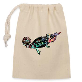 Horn Chameleon - Closable cotton gift bag (14x20cm) - nature - Front