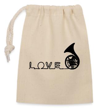Horn Love * Love Horn * French Horn * I love music - Closable cotton gift bag (14x20cm) - nature - Front