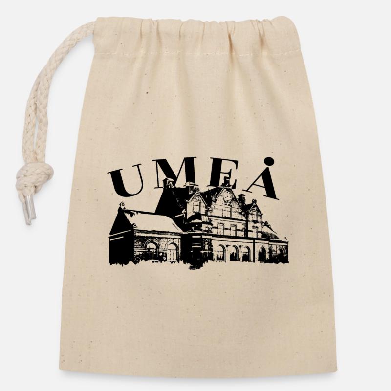 Tourisme Umeå - Sac cadeau en coton avec cordon (14 x 20 cm) - nature