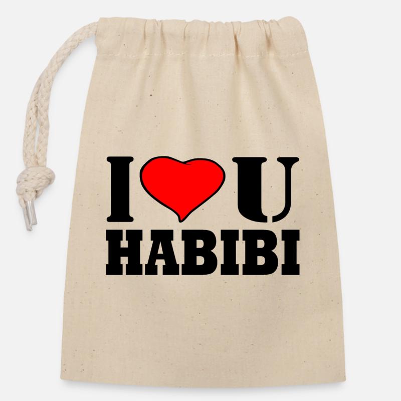 HABIBI - Sac cadeau en coton avec cordon (14 x 20 cm) - nature