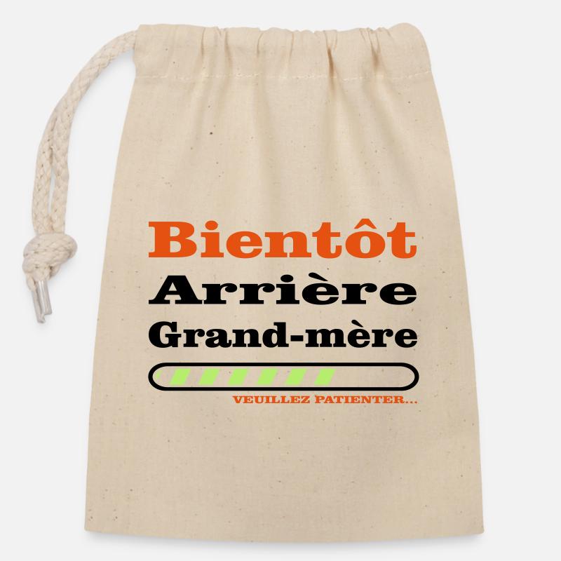 bientot arriere grand mere - Sac cadeau en coton avec cordon (14 x 20 cm) - nature